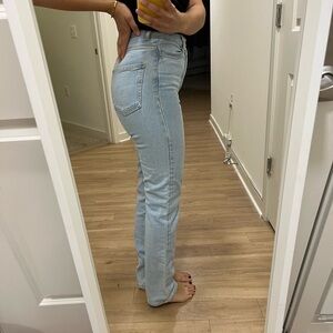 Zara Blue Straight Leg High-Rise Jeans